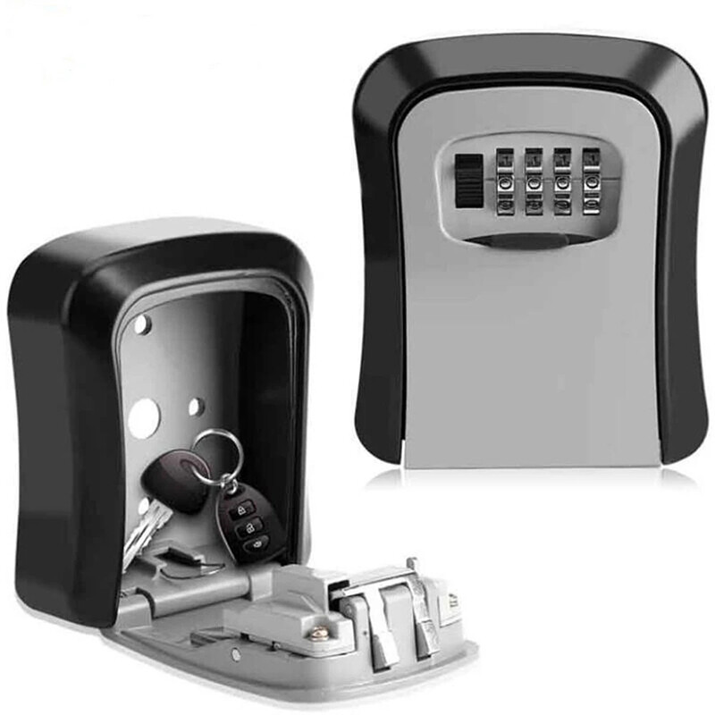 KIPRUN Key Lock Box, 4 Digit Combination Key Storage Lock Box, Wall Mounted Key Safe Box, 5 Keys Capacity Weatherproof for Indoor Outdoor