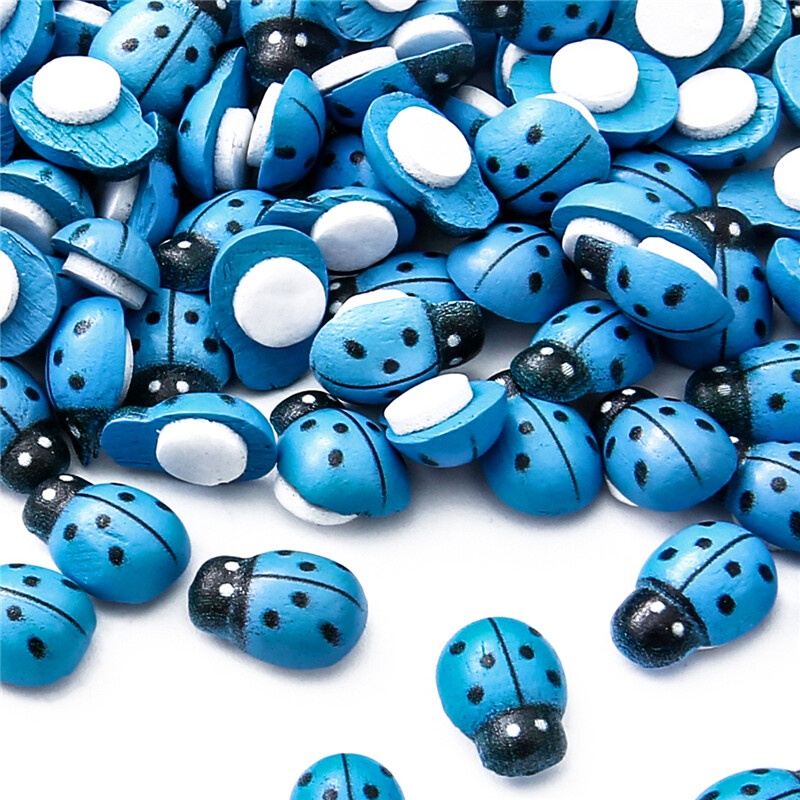 50pcs/Bag 9x13mm Mini Cute Wooden Ladybug DIY Scrapbooking Easter Decoration Home Wall Refrigerator  Decor Birthday Party For Home Garden Miniature Landscape Flower Decor