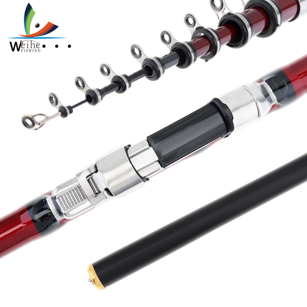 Weihe 3.6m/ 4.5m/ 5.4m Carbon Fibe Fishing Rod Telescopic Travel Spinning Fishing Pole Carp Rock Rod