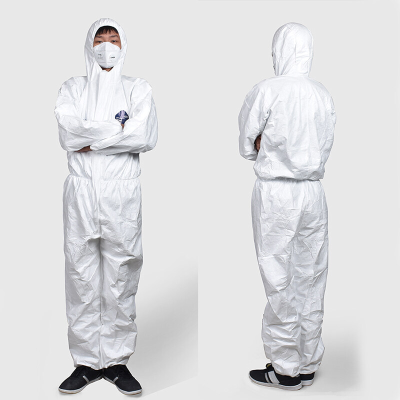 Protective Clothing 1422A Anti-static Work Clothes Spray Paint Anti-chemical Siamese Hooded Dust-free Breathable Clothes White Protecting Suit