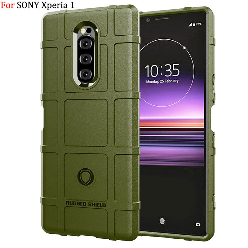 Rugged Shield Back Cover For SONY Xperia 1 Soft TPU Phone Case 360° Full Body Protection Non Slip Phone Casing