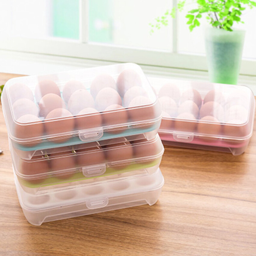 15 Grid Kitchen Egg Storage Case Refrigerator Storage Box Fridge Egg Protect Storage ContainerBox Kitchen Accessories