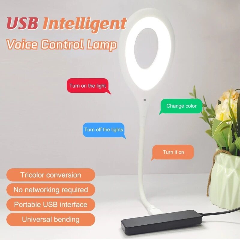 Voice Control Night Light USB Direct Plug Portable Led Desk Lamp Eye Protection Study Reading Table Light Dormitory Bedside Lamp