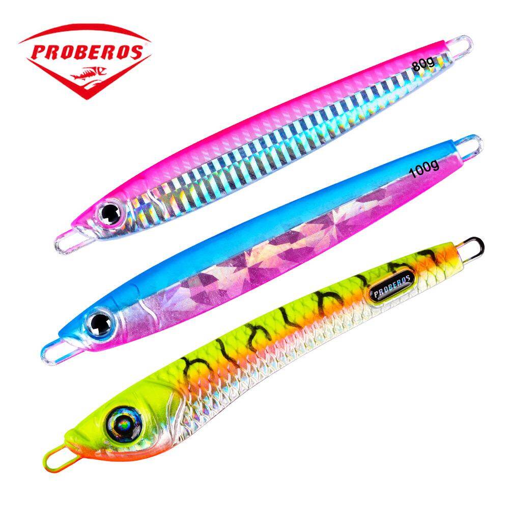 Proberos 1pc lead fish 80-100g/ 2.85oz-3.57oz fishing lure 5 color fishing bait 12.5cm-13.5cm casting lure deep sea jig fishing tackle lf002