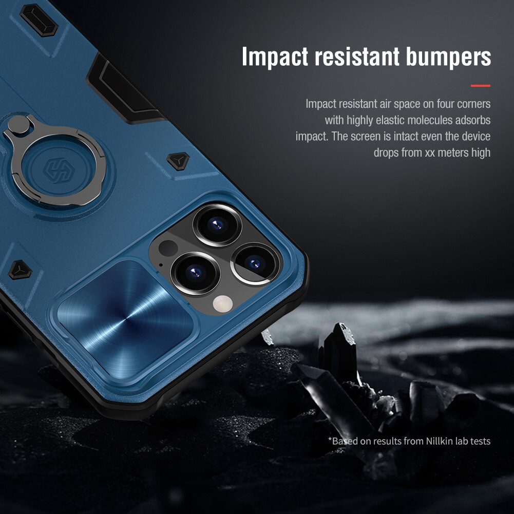 Nillkin Trượt Vỏ Bọc Ốp Lưng Cho iPhone 13 Pro Max Ốp Lưng Máy Ảnh Bảo Vệ Sự Riêng Tư Chống Sốc Đèn Vòng Có Chân Đế Và Giá Đỡ Điện Thoại Ốp Lưng