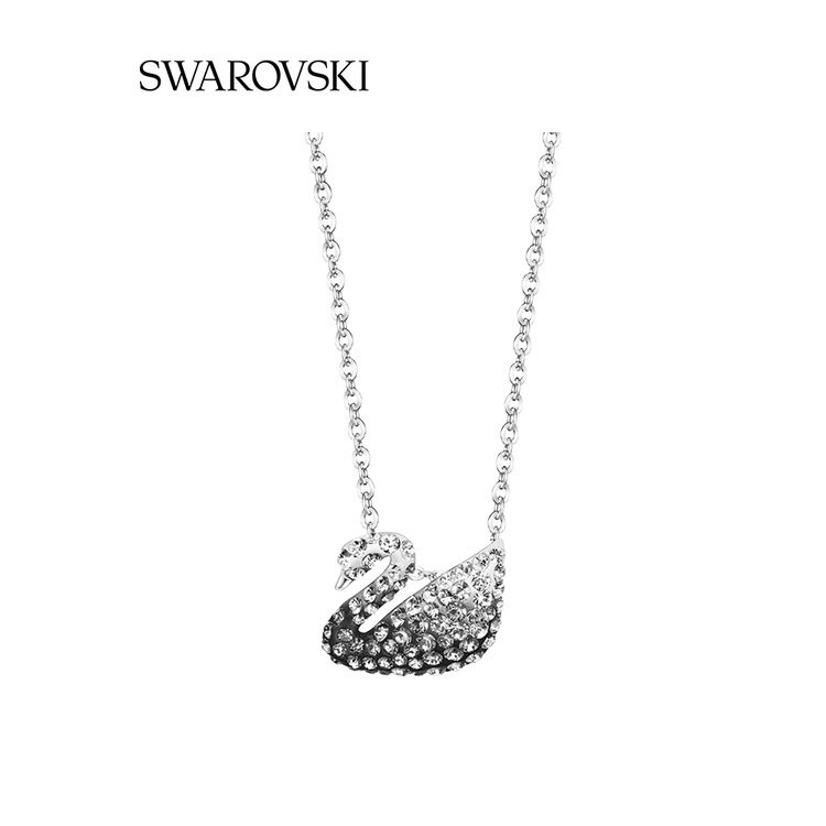 Swarovski Black and White Gradient Swan ICONIC SWAN Female Necklace Gift for Girlfriend