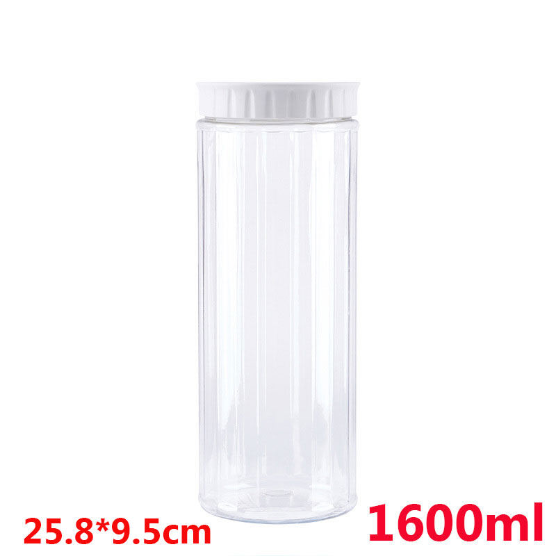 Kitchen Plastic White Food Storage Container With Lids Sealing Pot Cereal Rice Sealed Jar