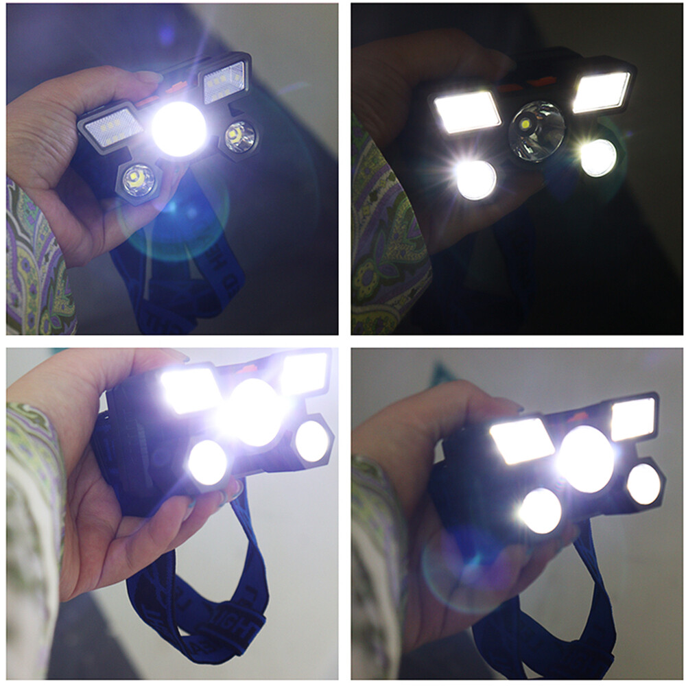 【Original new product】original 5 LED headlight, IPX4 warning function portable outdoor waterproof USB 4 modes flashlight camping lamp powerful flashlight