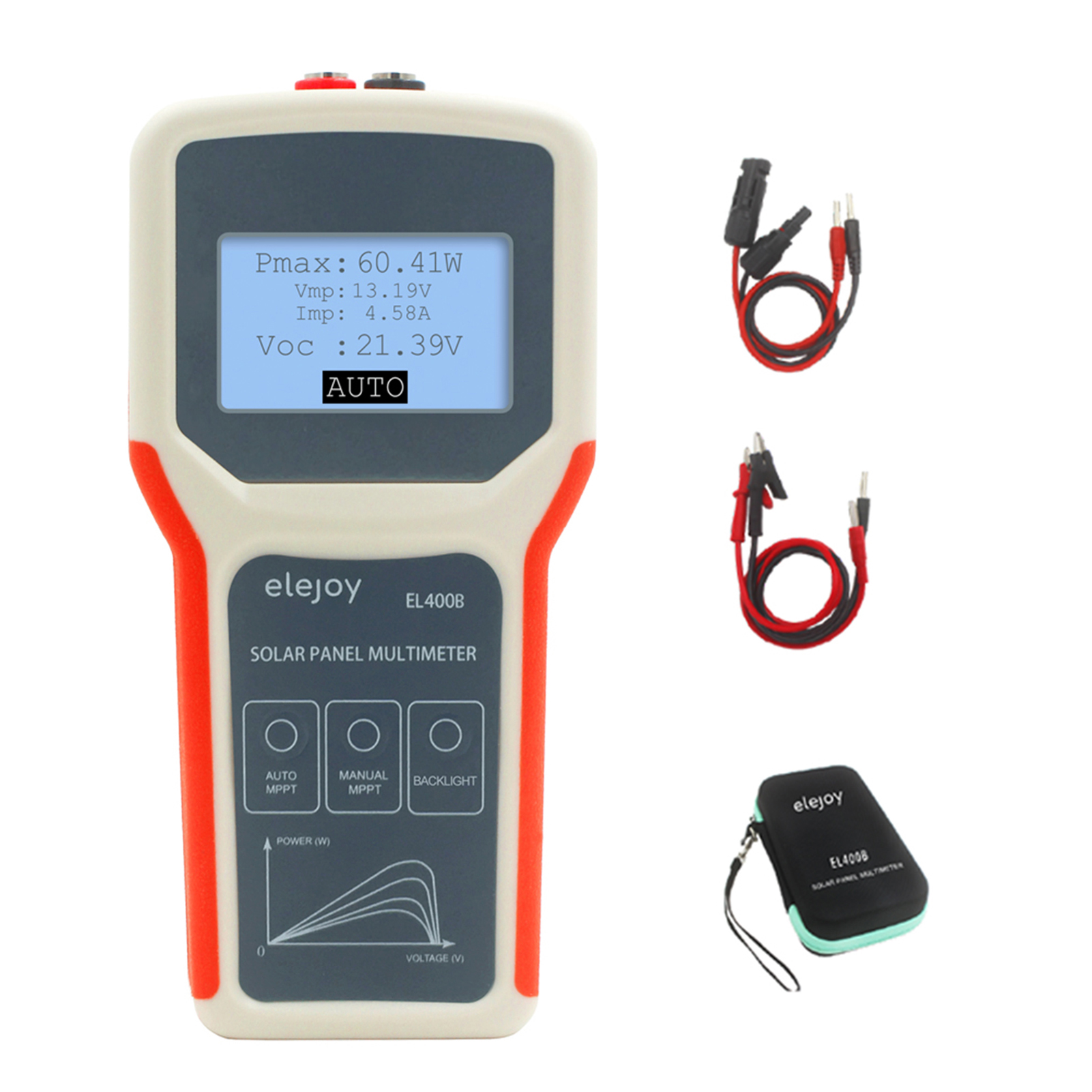 Smart Sensor Portable Handheld Photovoltaic Panel Multimeter Auto/ Manual MPPT Detection Solar Panel MPPT Tester with LCD Backlight Display Open Circuit Voltage Testing Tool Multiple Safety Protections