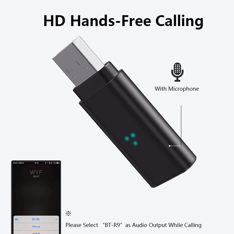 DISOUR Bộ Thu Âm Thanh Stereo USB Bluetooth 5.0 Bộ Chuyển Đổi Bluetooth Rảnh Tay Không Dây Dongle Cho Loa Cho Iphone Xe Hơi