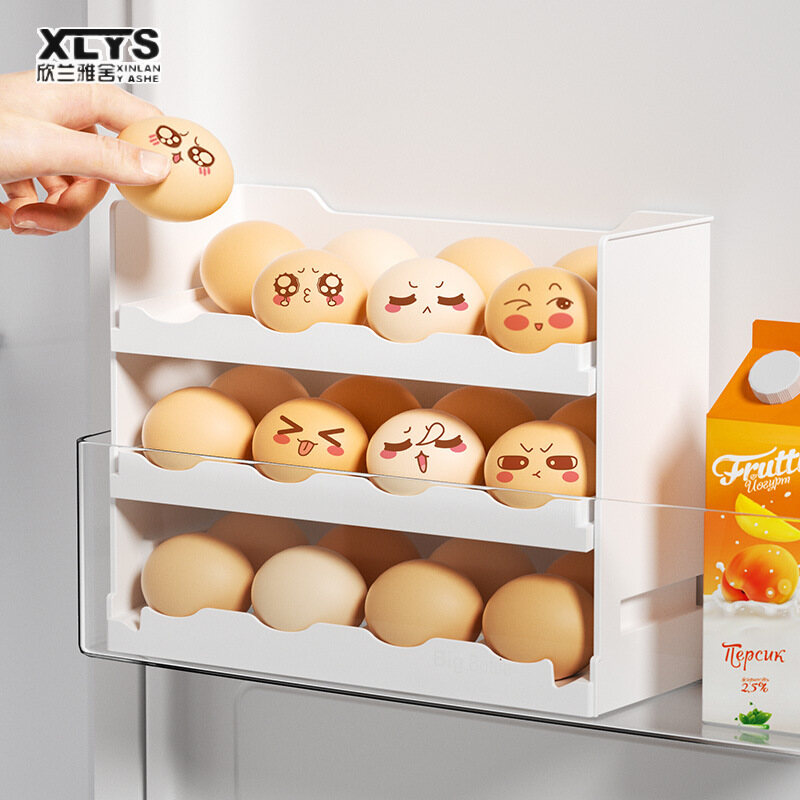XINLANYASHE egg storage egg box egg storage refrigerator egg box 3 layer egg rack Save space, egg storage containers, 3-layer egg trays, egg shelves, refrigerators, egg holders to keep eggs fresh longer. Prevent bacteria, stackable, egg tray, egg panel, e