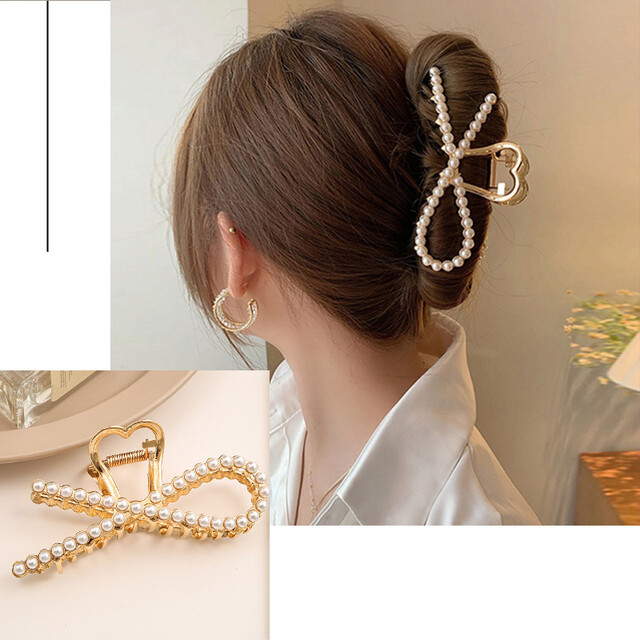17MILE Fashion Gold Color Metal Hair Claw Pearl Crystal Hair Clips Simple Geometric Hairpin Hair Crab Headband Hair Accessories