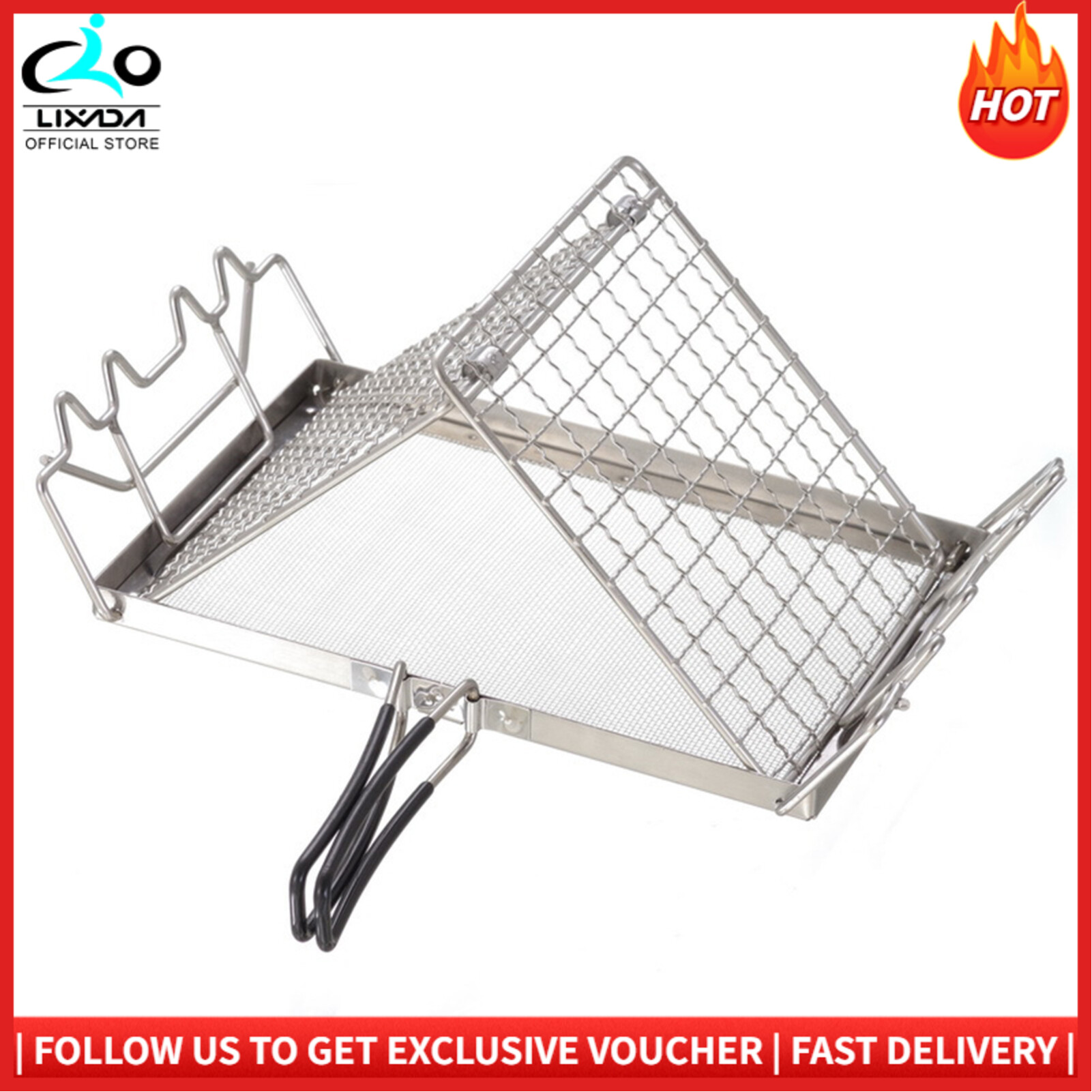 LIXADA Folding Camp Stove Toaster Stainless Steel Bread Toaster Rack for Camping Backpacking Picnic