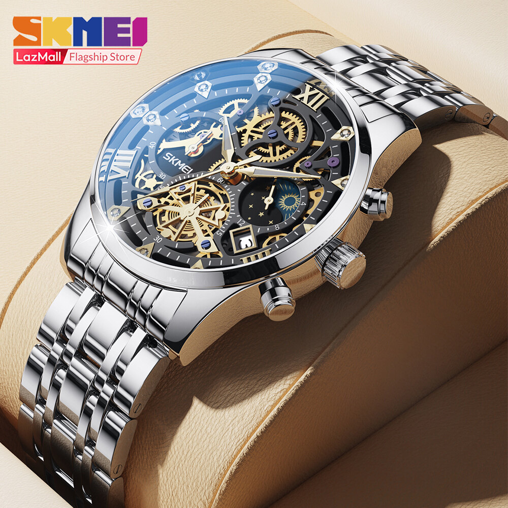 SKMEI Top Brand Luxury All steel Business Watch Men's 3Bar Waterproof  Japanese Quartz Movement Calendar Wrist Watch 7039