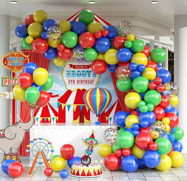 127Pcs Carnival Circus Balloon Garland Arch Kit with Red Blue