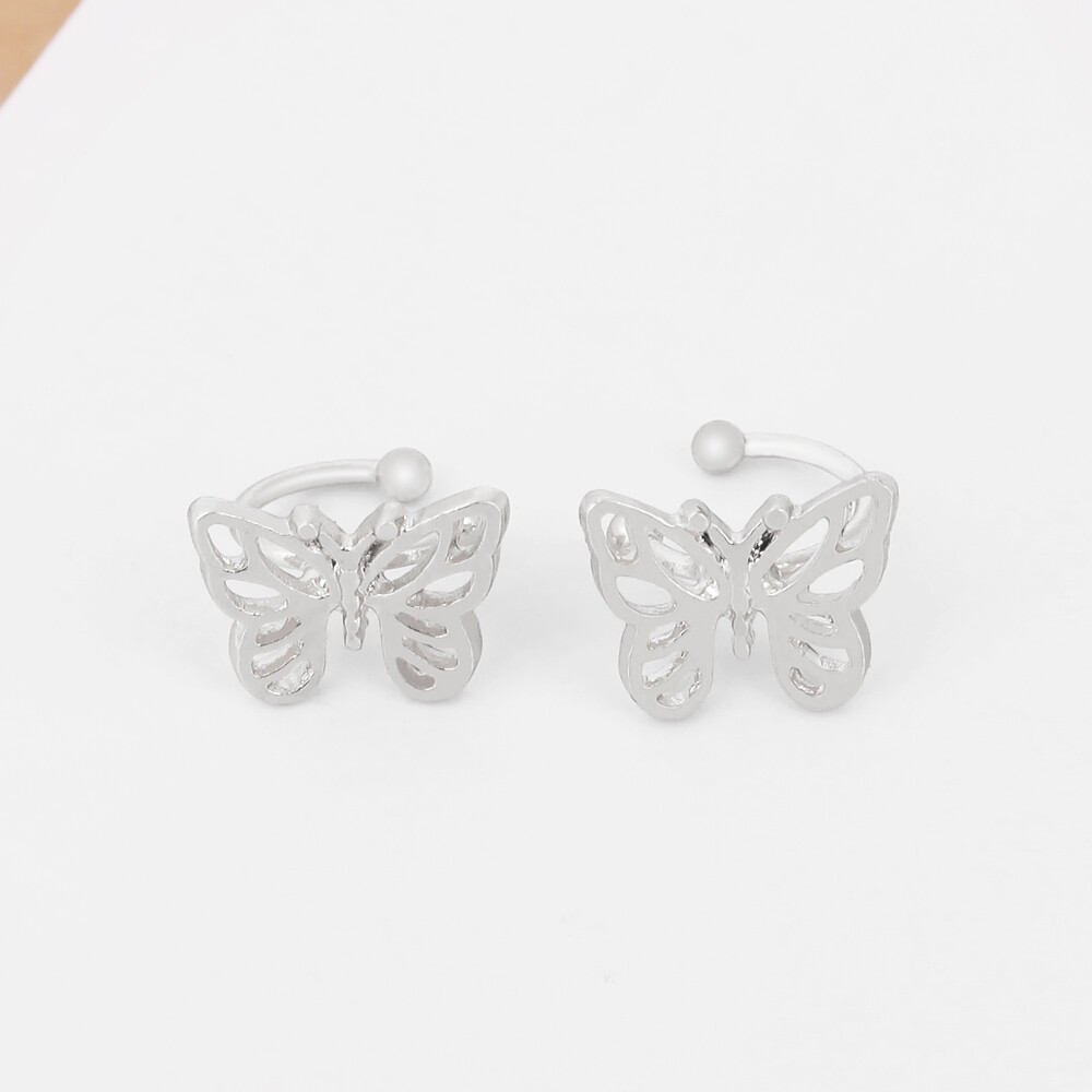 New Fashion Vintage Metal Hollow Butterfly Ear Clips For Women Girls Cute No Piercing Fake Cartilage Ear Jewelry