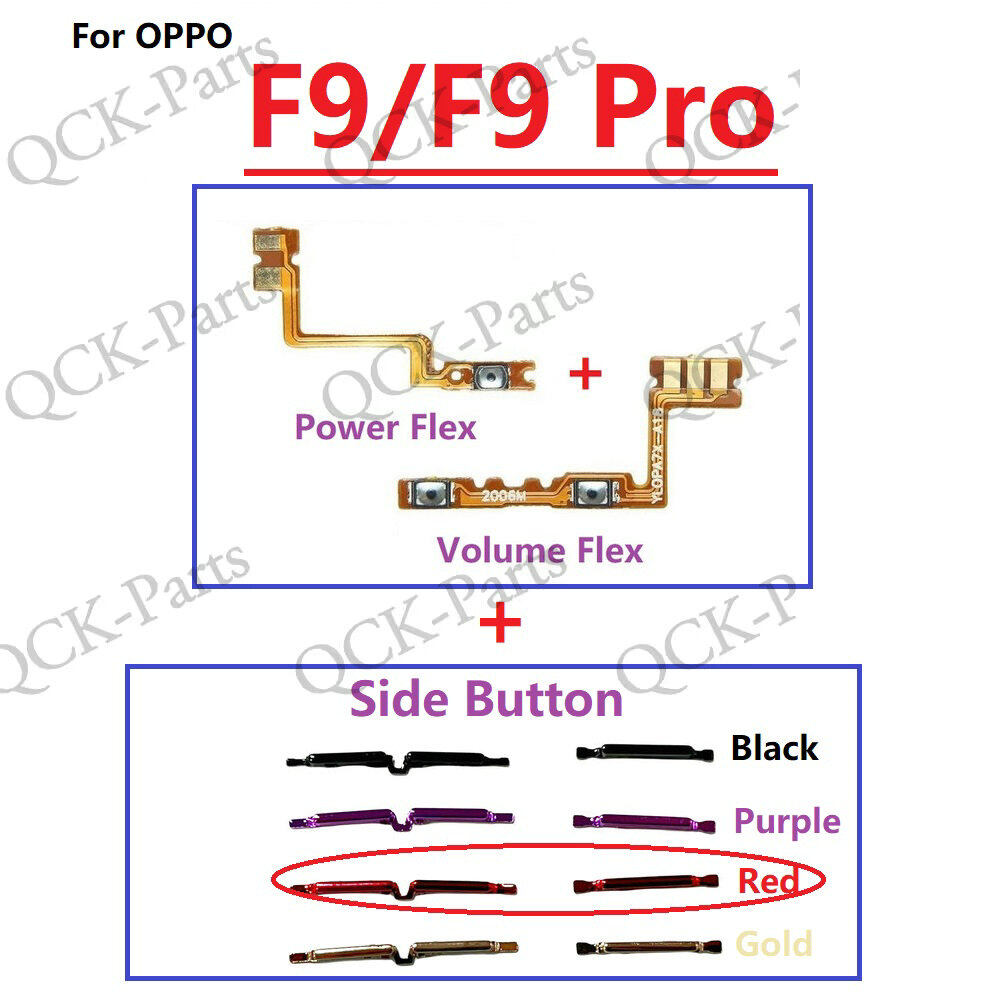 For OPPO F9 Pro Power on / off Switch Button Side Volume Up Down Buttons Flex Cable Replacement