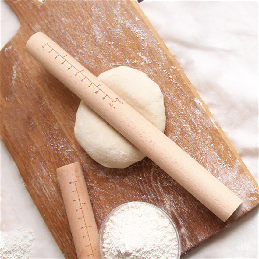 NEW With scale Solid wood rolling stick Cake pie noodles rolling Pins Wooden sticks Decoration Dough Roller Baking kitchen tools