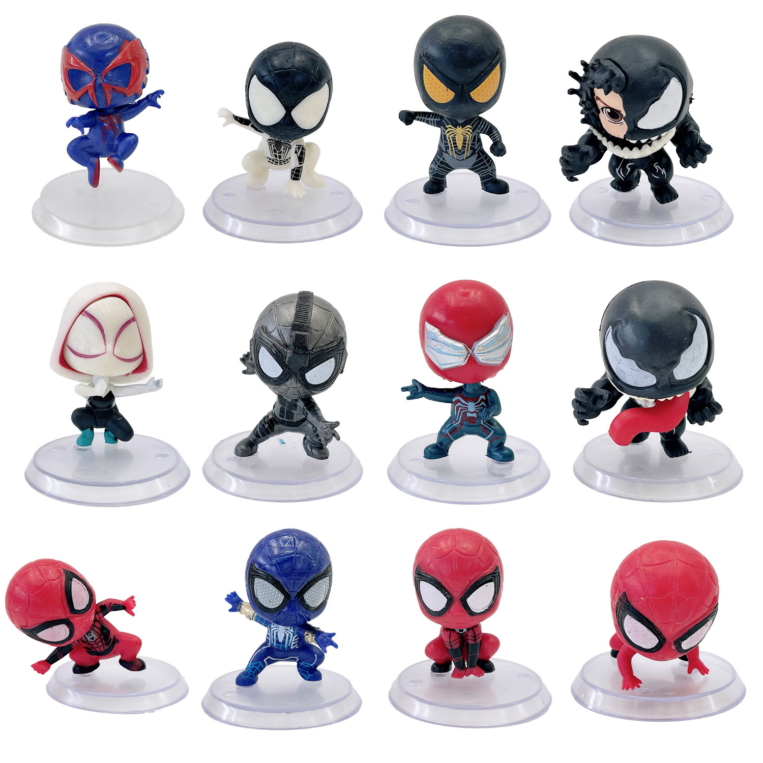 Fast Shipping 12pcs Marvel venom Aven gers Spider man Q Cute Kawaii Battle PVC Action Figure Decoration Collection Model Toys Dolls Kid Gift