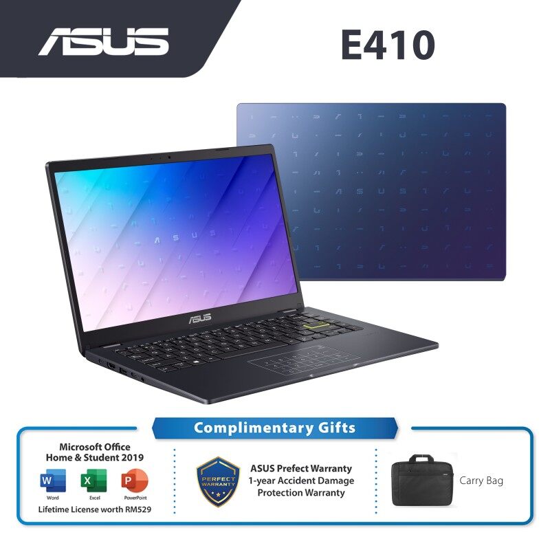 Asus Laptop (E410M-ABV1254TS) Peacock Blue Intel Celeron N4020/4GB/512GB/INTEL UHD 600/14INCH/W10/2YRS Malaysia