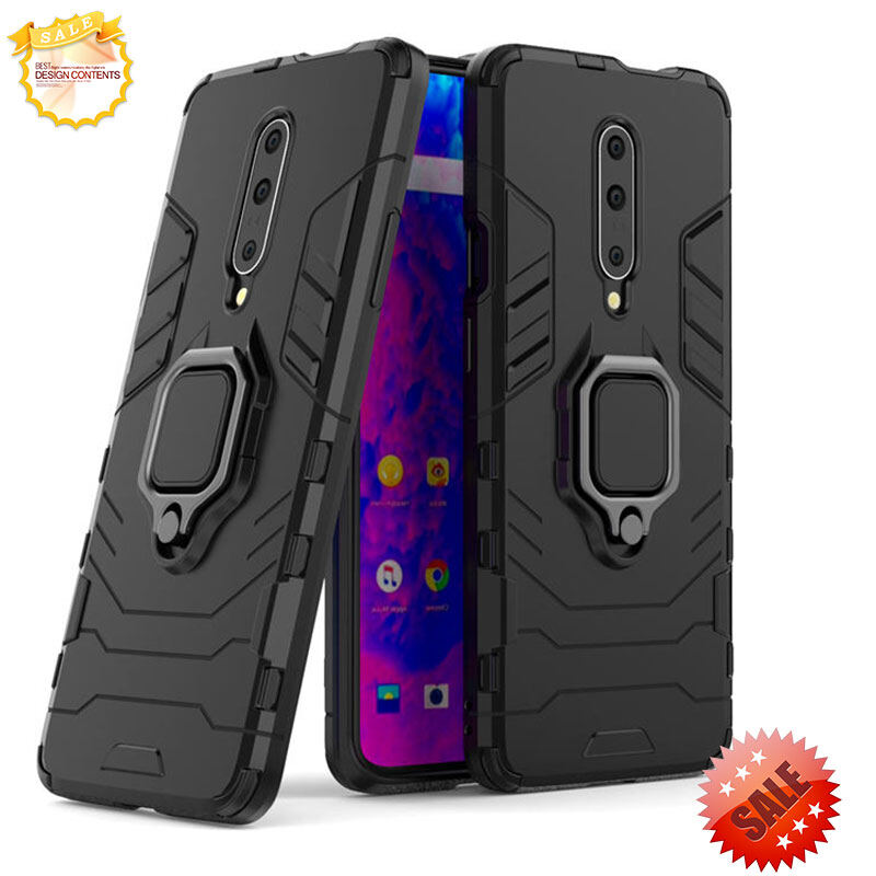 XICCI For Oneplus 7 Pro/Oneplus 7 Case, Silicone TPU and Hard PC Luxury Armor Shockproof Metal Ring Holder Cover Phone Casing