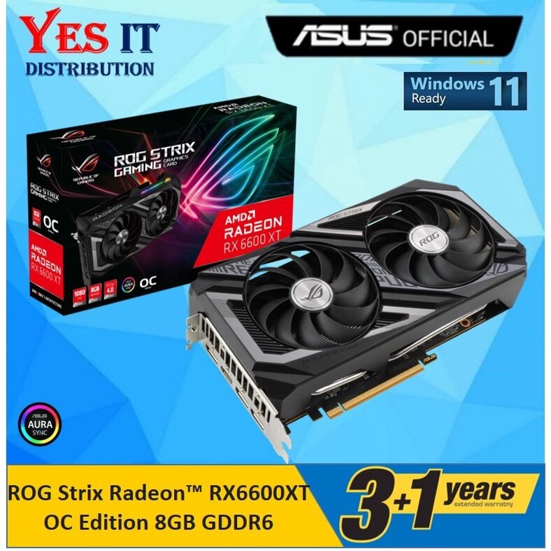 ASUS ROG Strix Radeon RX 6600 XT OC Edition 8GB GDDR6 GRAPHIC CARD (ROG ...