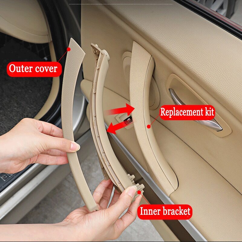 HYS Car Inner Handle Interior Door Panel Pull Trim Cover Left Right LHD RHD For BMW 3 Series E90 E91 E92 E93 320 328 330 2005-2012 Black Beige Gray