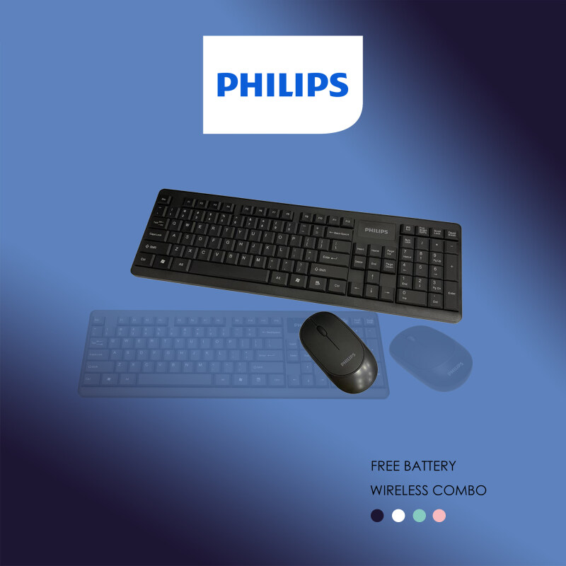 Philips Fun with Colour Wireless Keyboard & Mouse Combo, Ambidextrous Low-Profile, Adjustable DPI Mouse with Full-Sized Keyboard C/w Calculator Key, Plug and Play, Stylish & Silent Design for Home & Office. (Model- C314 / SPT6314) Malaysia