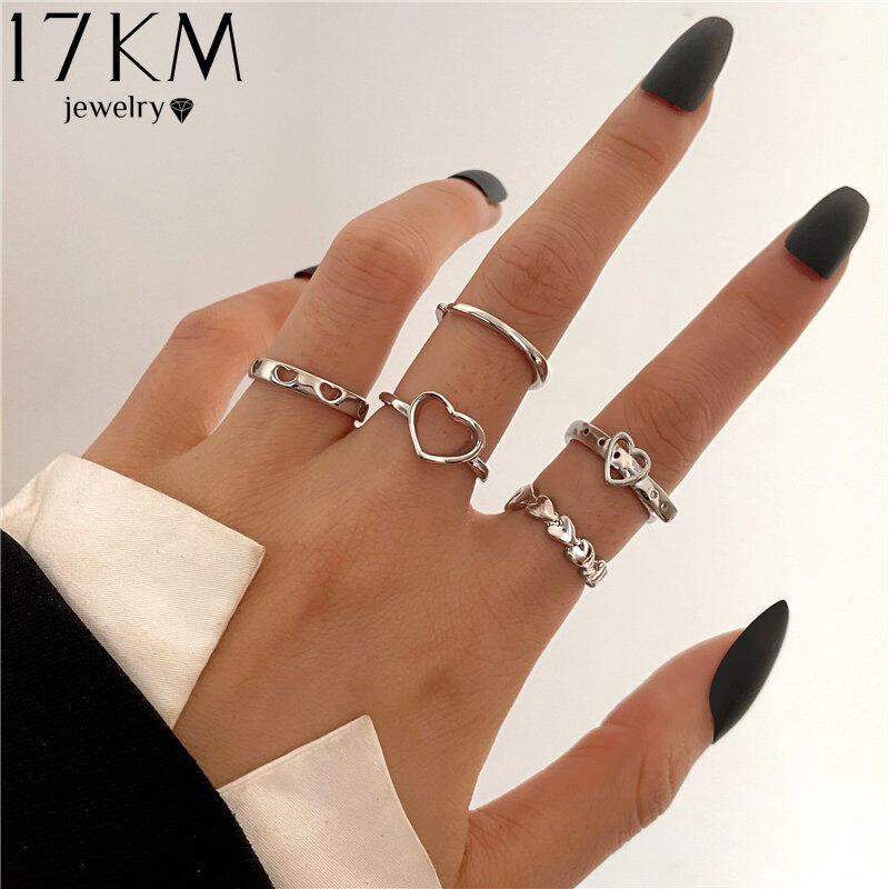 17km màu bạc Zircon Nhẫn Bướm thiết lập cho phụ nữ cô gái thời trang mới cổ điển Nhẫn có hình trái tim nữ Phụ kiện trang sức quà tặng