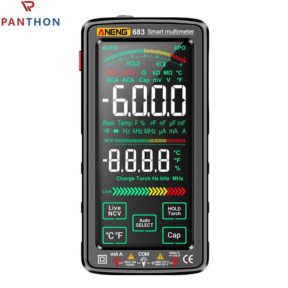 ANENG Rechargeable Digital Multimeter Color LCD Display 6000 Counts Ohmmeter Cap Ohm Hz Diode Voltage Tester