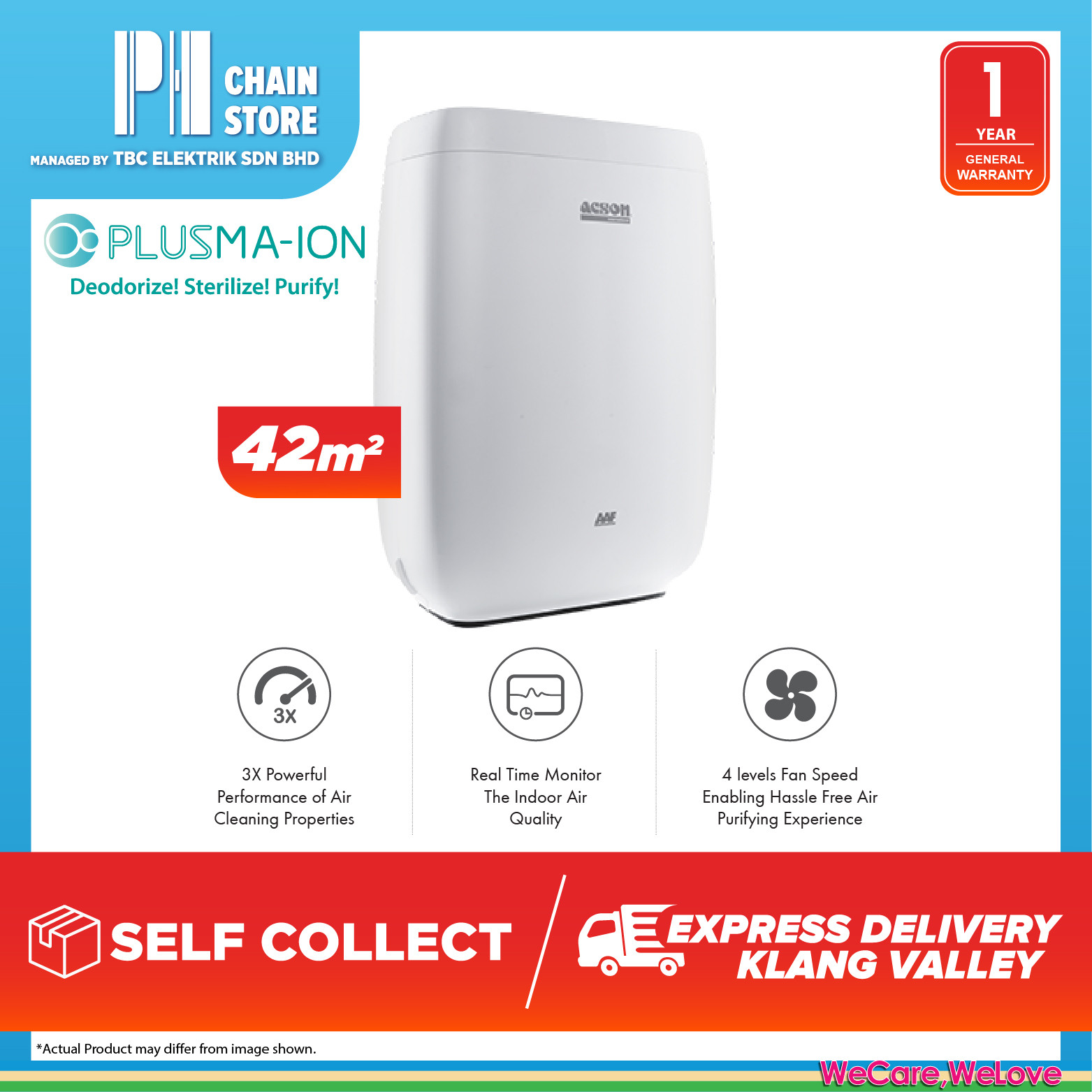 Acson Aap30b 42m 3 In 1 Hepa Composite Filter Air Purifier Self Collect Express Delivery Klang Valley Lazada