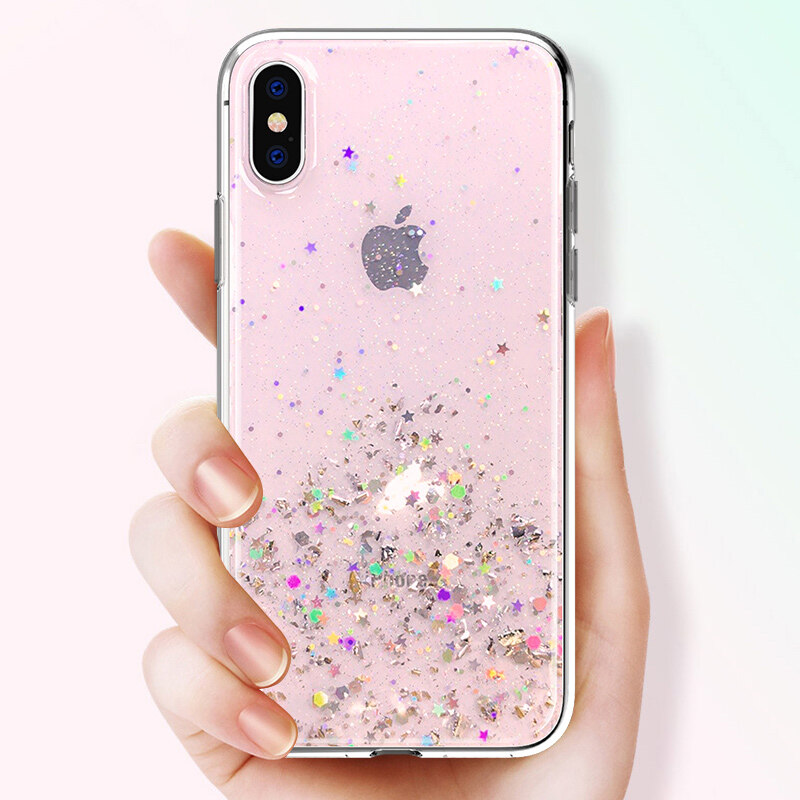 Niwinee cho Iphone 17 16 15 14 13 17e 16e Air 6 6S 6 Plus 6S Plus 7 8 7 Plus 8 Plus iPhone x XS 11 11 Pro 11 Pro Max 12 12 Pro 12 Pro 12 Pro Max kim tuyến lấp lánh sang trọng ngôi sao Sequins trường hợp trong suốt vỏ silicon Bìa