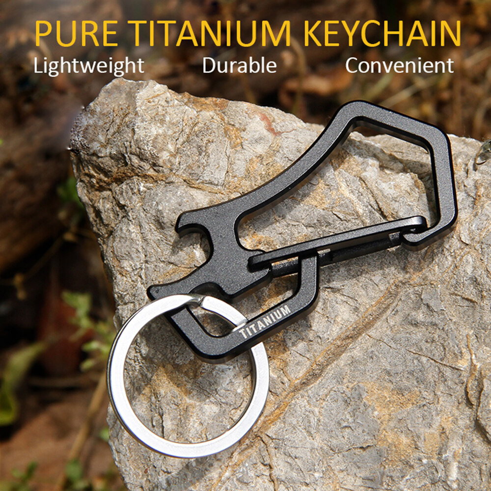[ขายดี] Titanium Alloy Carabiner พวงกุญแจฤดูใบไม้ผลิแบนรู D หัวเข็มขัด