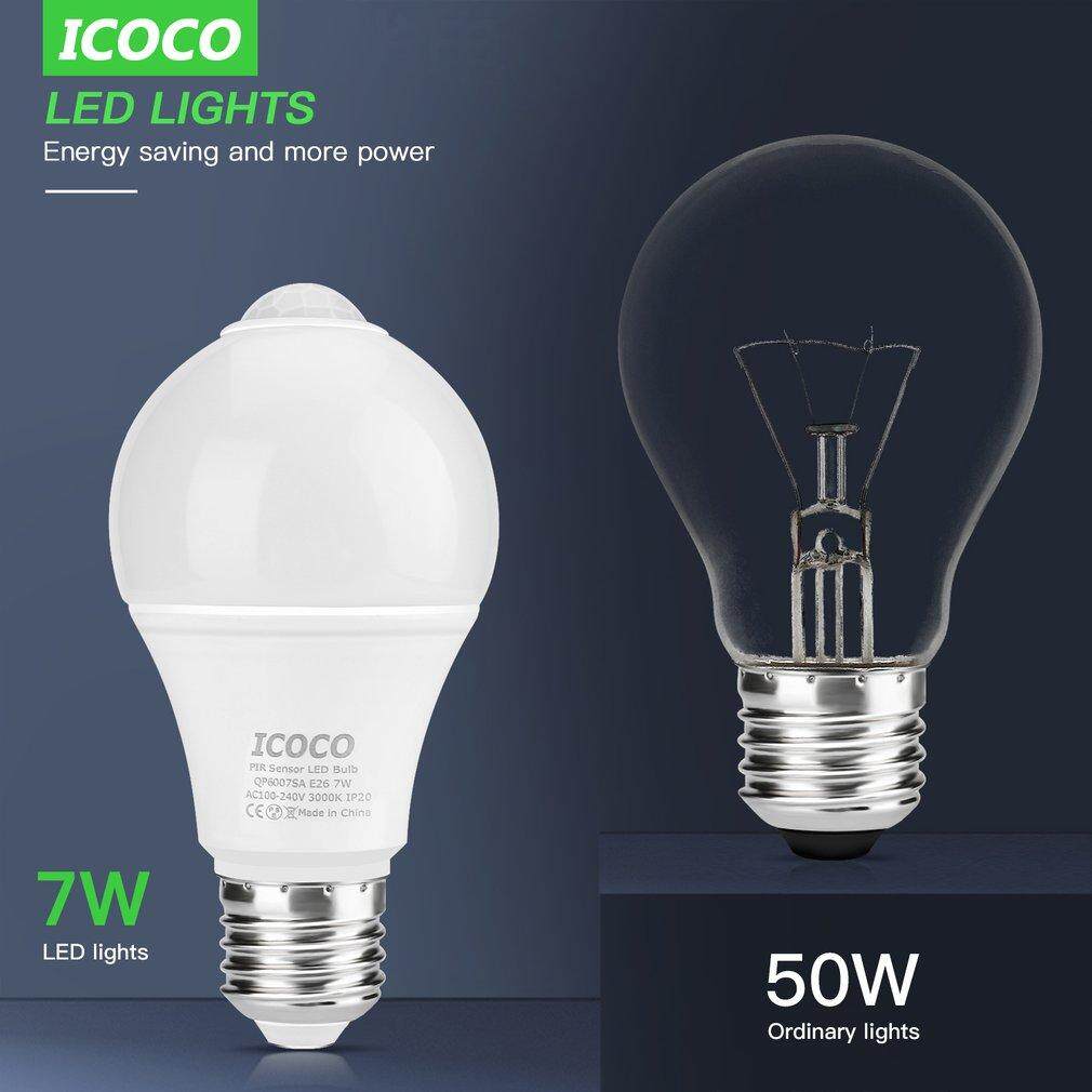 GGSHOP ICOCO 6 CẢM BIẾN Chuyển Động Cảm Biến Bóng Đèn LED Đèn Bóng Đèn E26 7 W 3000 K cho Cửa Nhà Để Xe