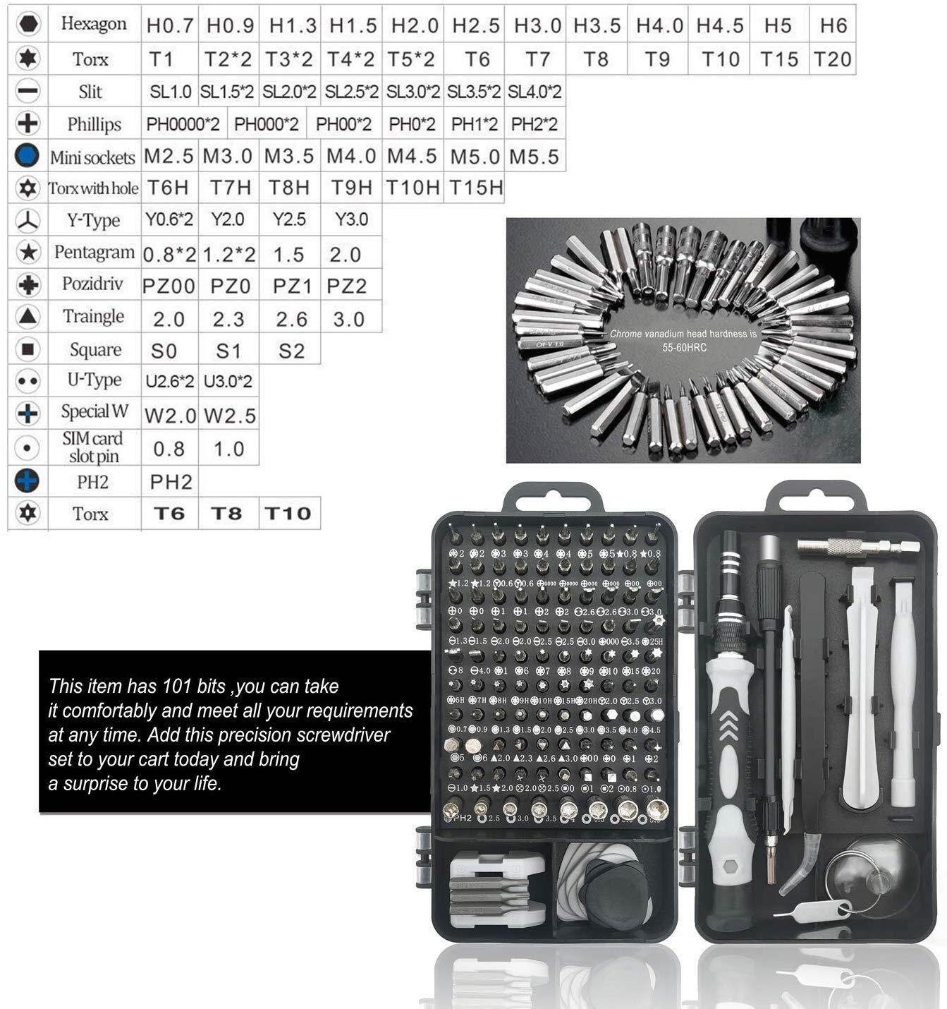 KIPRUN Screwdriver Set,115 in 1 Computer Repair Kit Electronic Tool kit Mini Precision Screwdriver Set with Case for Phone,Laptop,Jewelers