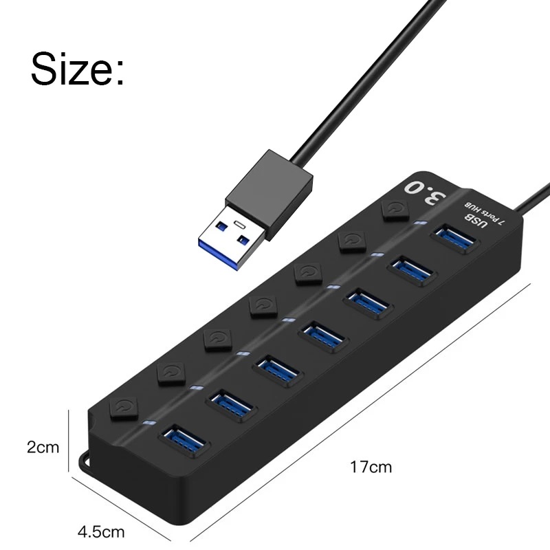 Ecily USB 3.0 Bộ chuyển đổi điện 7 cổng bộ chia USB đa tuyến Hub Hub USB nhiều Expander chuyển 30cm Bộ chia cáp Trạm Sạc