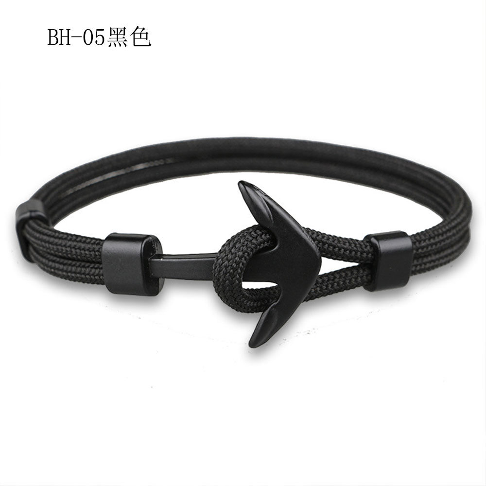 Yanqueens Fashion Navy Wind Black Anchor Hand-woven Bracelet Fashion Boat Men's Bracelets Polyester Rope Hand Jewelry