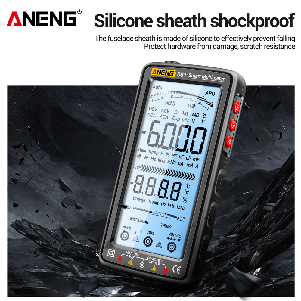 Electrical Capacitance Meter Anti-burn Hz Ohm Diode Meter 6000 Counts Rechargeable Flashlight Lighting LCD Screen Measuring Tools