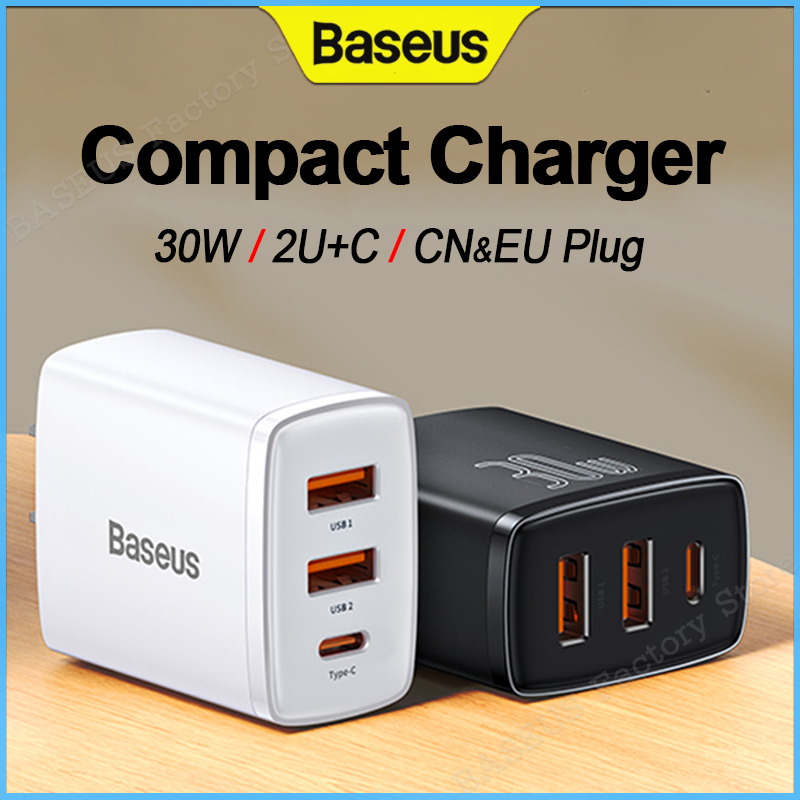 Baseus Sạc Nhanh Nhỏ Gọn 30W, USB Kép + Loại C PD3.0 QC3.0 Phích Cắm CN Mini Fast Chaging Rộng Rãi Tương Thích Dành Cho Apple Huawei Samsung Xiaomi Dành Cho Máy Tính Bảng IPad