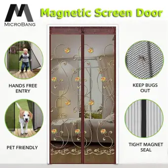 Microbang Magnetic Screen Door With Heavy Duty Mesh Curtain Full