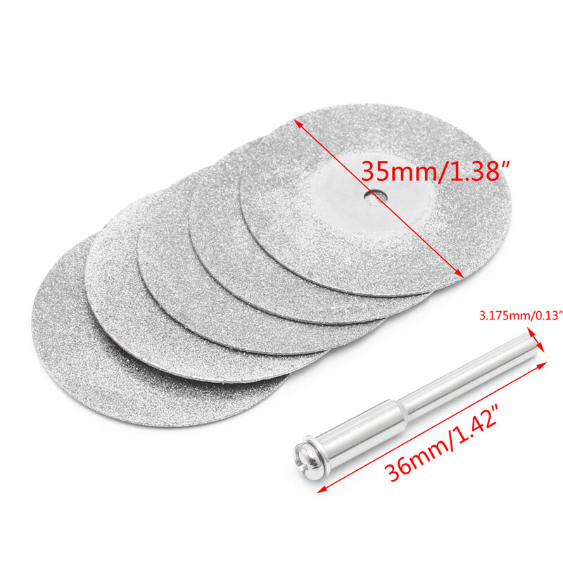5pcs 35mm Diamonte Cutting Discs & Drill Bit Shank For Rotary Tool Blade