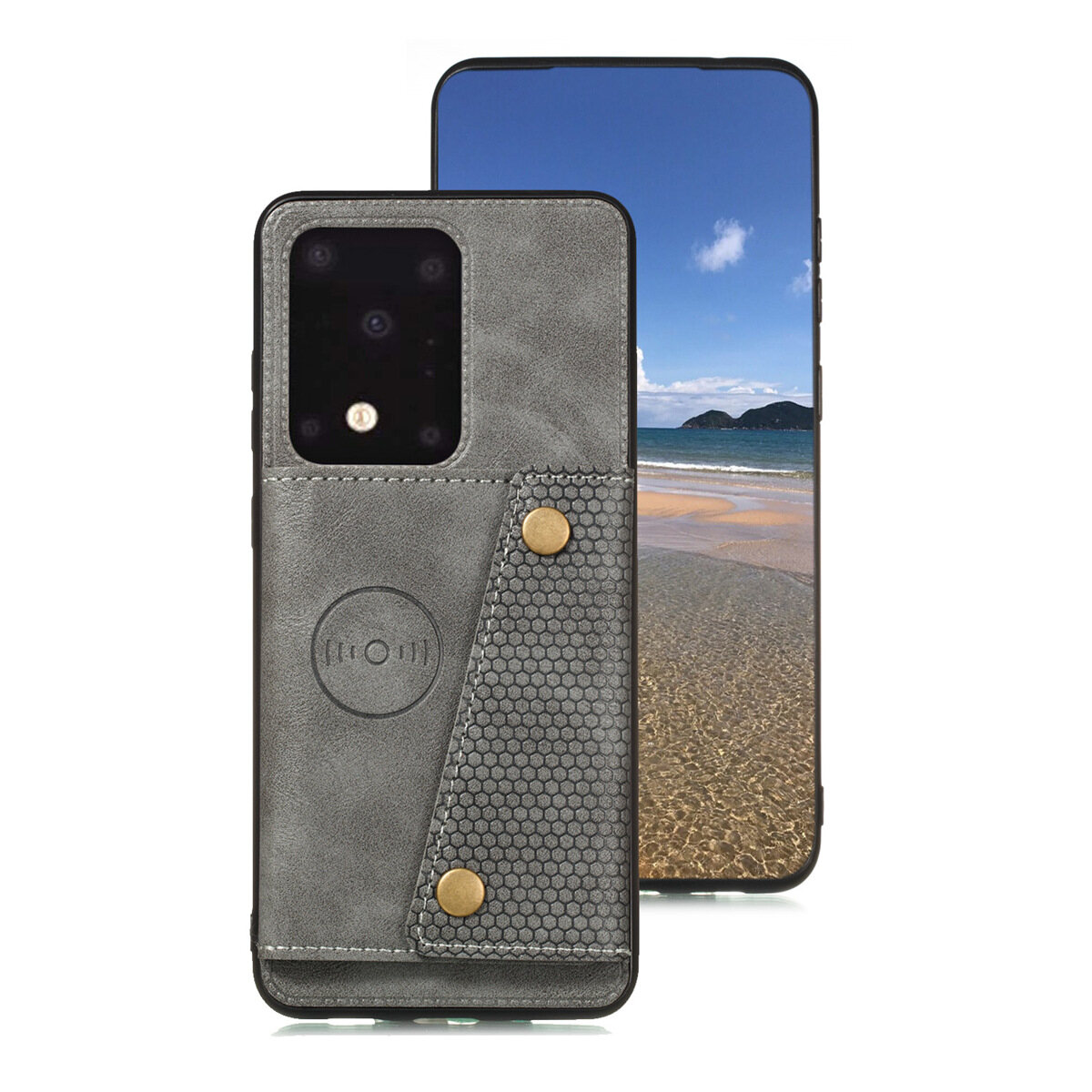 for Samsung S20+ S20 Plus Ultra S20FE Leather Case Multiple Folio Flip Cover Wallet Back Case Shell, can work with Car Mount, Hidden ID Credit Card Slot Holder, Retro Metal Button Clasp, Stand Support