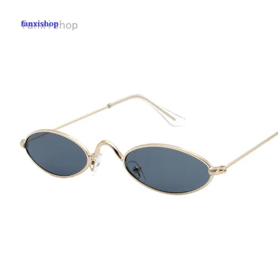 FAOP KPOP Men Women Vintage Sunglasses Retro Small Oval Metal Frame Eyewear Glasses