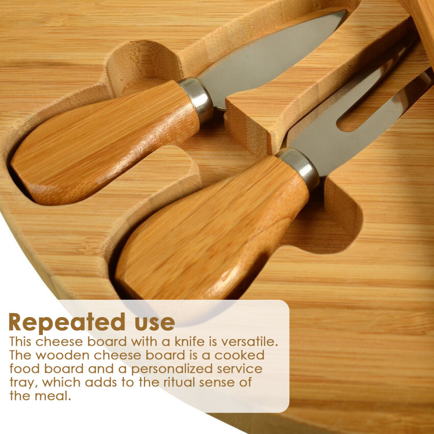 Bamboo Cheese Board , Cheese Board Gift Set，High-Quality Bamboo Wood Serving Board