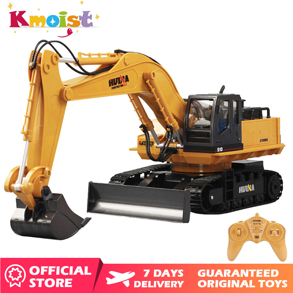 Huina 510 1:16 RC Excavator 2.4G RC Alloy Excavators Truck Remote Control Engineering Vehicles Caterpillar Tractor Model with Sound Movable Stick Bucket Toys For Boys