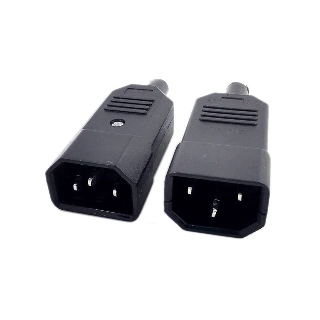 2pcs IEC320 C14 Electrical AC Socket 3 Pin Male Inlet Plug Connector Power Socket Mount