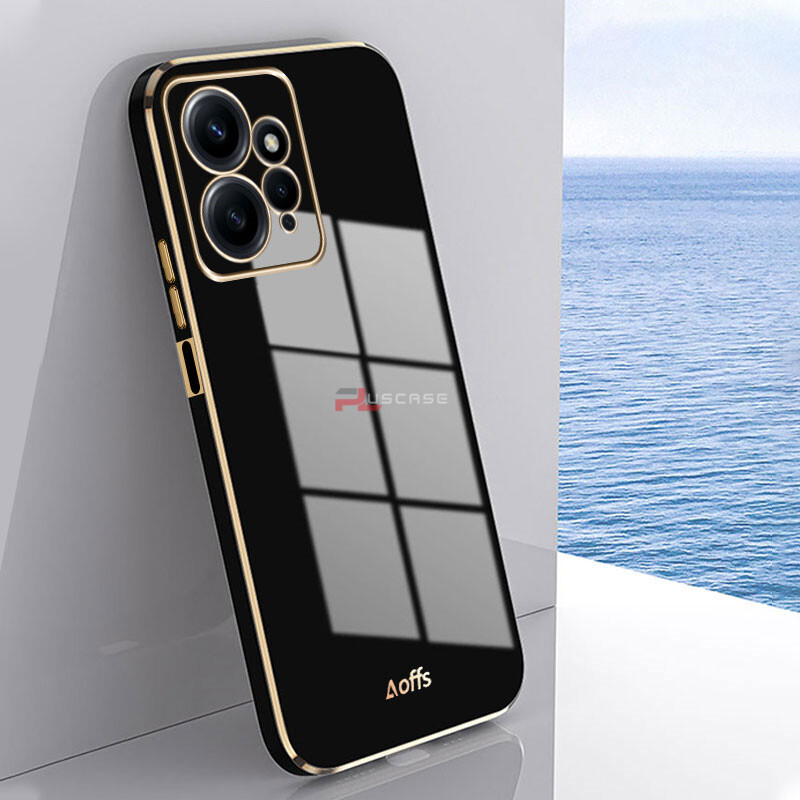 PlusCase for Xiaomi Redmi Note 12 4G 6D Plating Soft Case Lens Protector Square Frame Silicone Glossy Shockproof Phone Back Cover