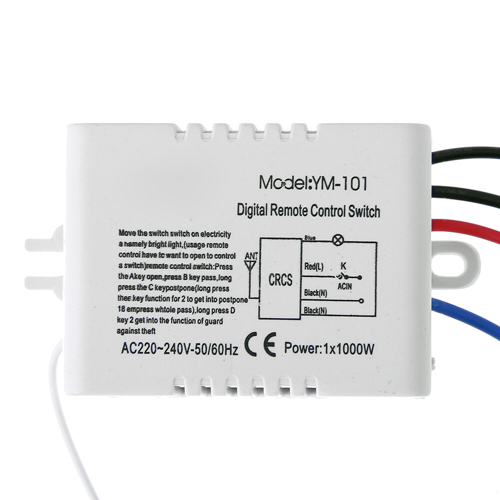 1 Channel ON/OFF 220V Digital Wireless Remote Control Switch for Light Lamp