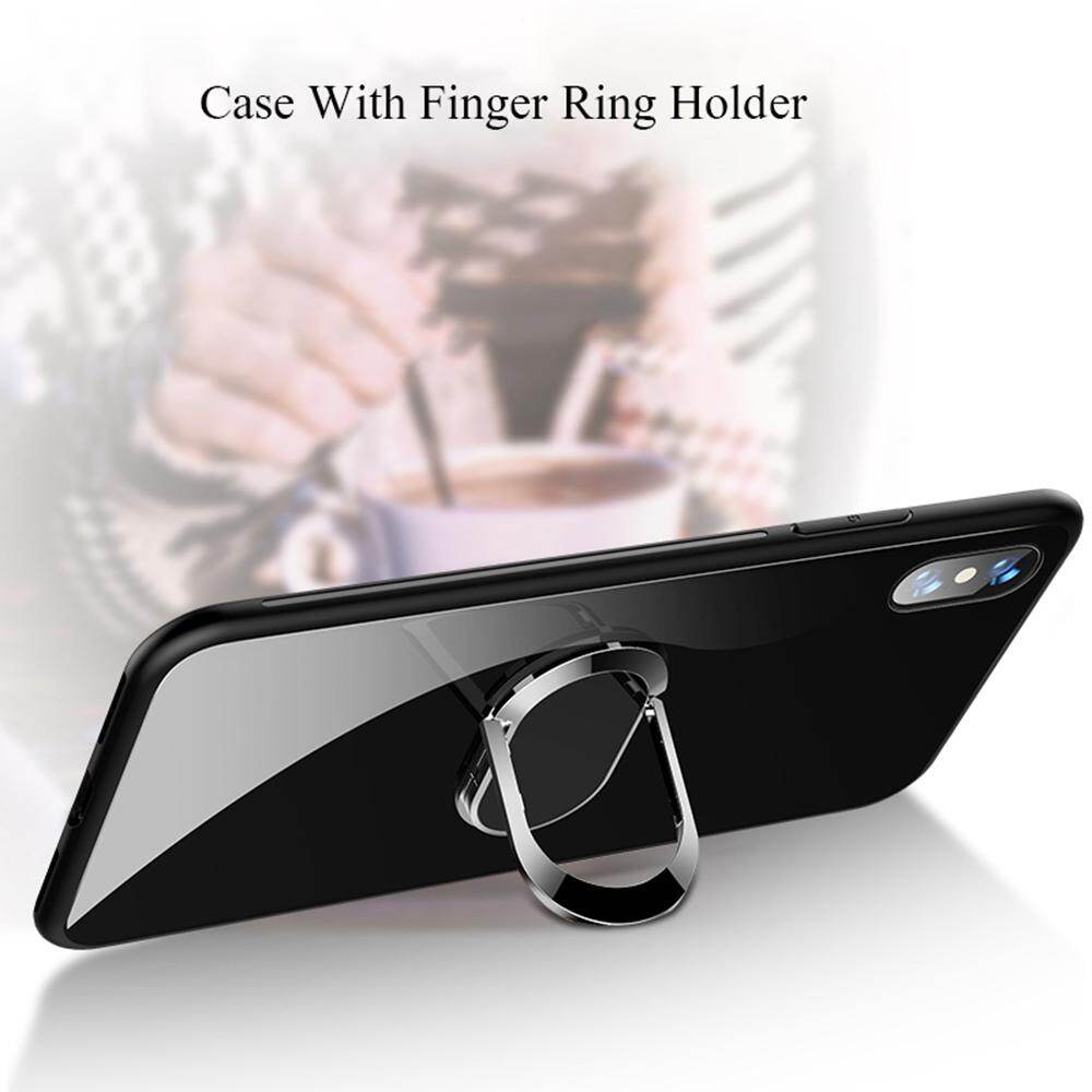 For Samsung Galaxy J7 Plus \ C8 \ J7310 \ C7 2017 Luxury Solid 360 Rotatable Magnetic Ring Holder Stand Case J7+ Tempered Glass Casing Protective Phone Back Shockproof Cover