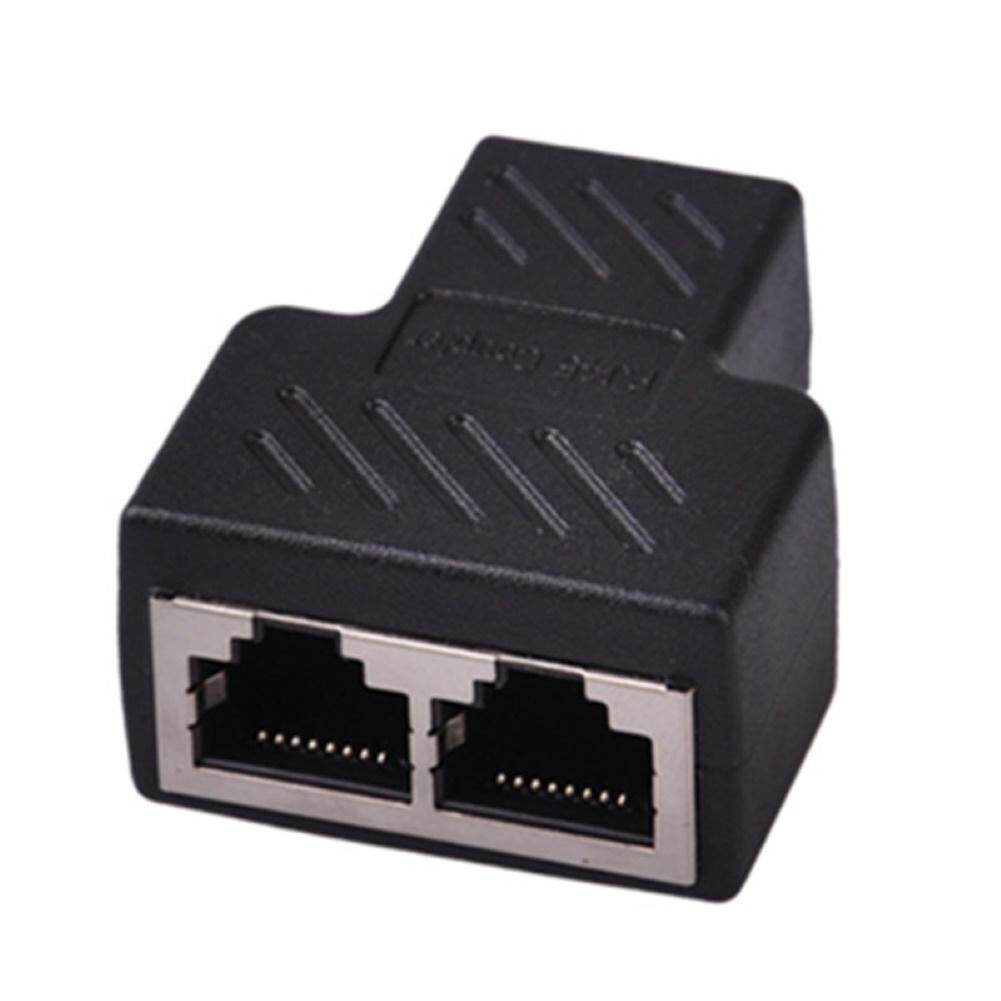 In stock 1 to 2 way rj45 female splitter adapter lan ethernet network cable connector